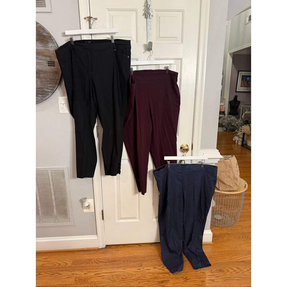 Roz & Ali Lot of 3 Pair Dark Color Pull On Pants sz 24 EUC